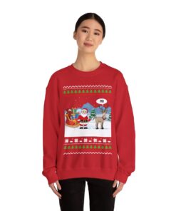 Funny Santa Reindeer Ugly Christmas Sweatshirt Womens