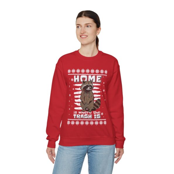 Home Is Where The Trash Is Raccoon Ugly Christmas Sweatshirt Womens