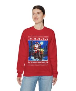 Santa Season's Greeting Ugly Christmas Sweatshirt Womens