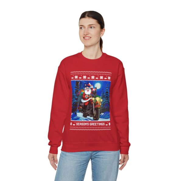 Santa Season's Greeting Ugly Christmas Sweatshirt Womens