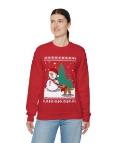 Snowman And Dog Ugly Christmas Sweatshirt Womens