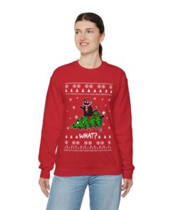 Black Cat Ugly Christmas Sweatshirt Womens