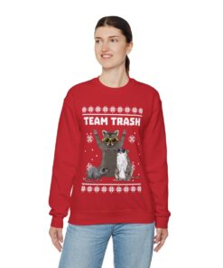 Team Trash Opossum Raccoon Rat Animals Garbage Ugly Christmas Sweatshirt Womens