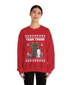 Alternative view of Team Trash Opossum Raccoon Rat Animals Garbage Ugly Christmas Sweatshirt Womens