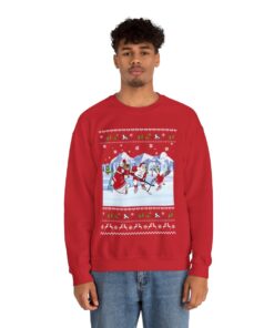 Canadian Hockey Game With Santa Christmas Crewneck Sweatshirt