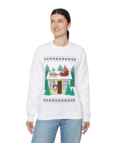 Alternative view of Barry Wood Santa Sleigh Ugly Christmas Sweatshirt Womens