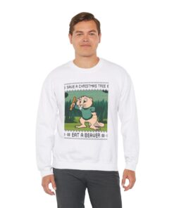 Alternative view of Save A Christmas Tree Eat A Beaver Ugly Sweatshirt For Unisex