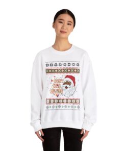 Alternative view of Dont Stop Believin Black Santa Claus Ugly Christmas Sweatshirt Womens