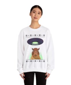 Alternative view of Alien Capybara Ugly Christmas Sweatshirt Womens