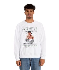Alternative view of Funny Cousin Eddie Empty Your Shitter Ugly Xmas Sweatshirt