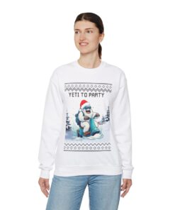Alternative view of Yeti Riding To Party Ugly Christmas Sweatshirt Womens