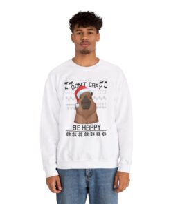 Alternative view of Dont Capy Be Happy Capybara Ugly Xmas Sweatshirt