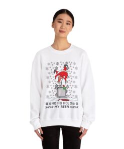 Alternative view of Funny Santa Ho Ho Hold My Beer Ugly Christmas Sweatshirt Womens