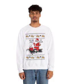 Alternative view of Santa Ho Ho Hold My Beer Christmas Sweatshirt For Men