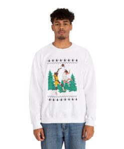 Alternative view of Jesus Dunking Lebron James Ugly Xmas Sweatshirt