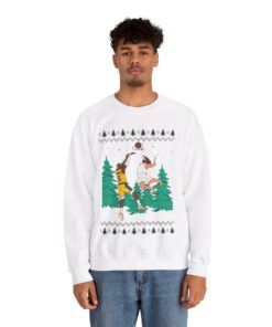 Alternative view of Jesus Dunking Lebron James Christmas Sweatshirt For Men