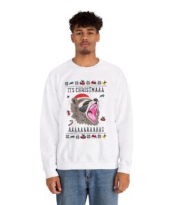 Alternative view of It's Christmas Screaming Raccoon Ugly Christmas Sweater