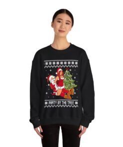 Santa With Sexy Girl Women's Ugly Christmas Sweatshirt