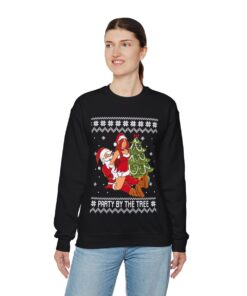Alternative view of Santa With Sexy Girl Women's Ugly Christmas Sweatshirt
