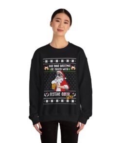 Santa Drinking Beer Women's Ugly Christmas Sweatshirt