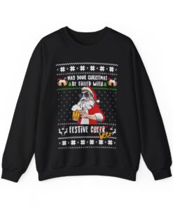 Alternative view of Santa Drinking Beer Women's Ugly Christmas Sweatshirt