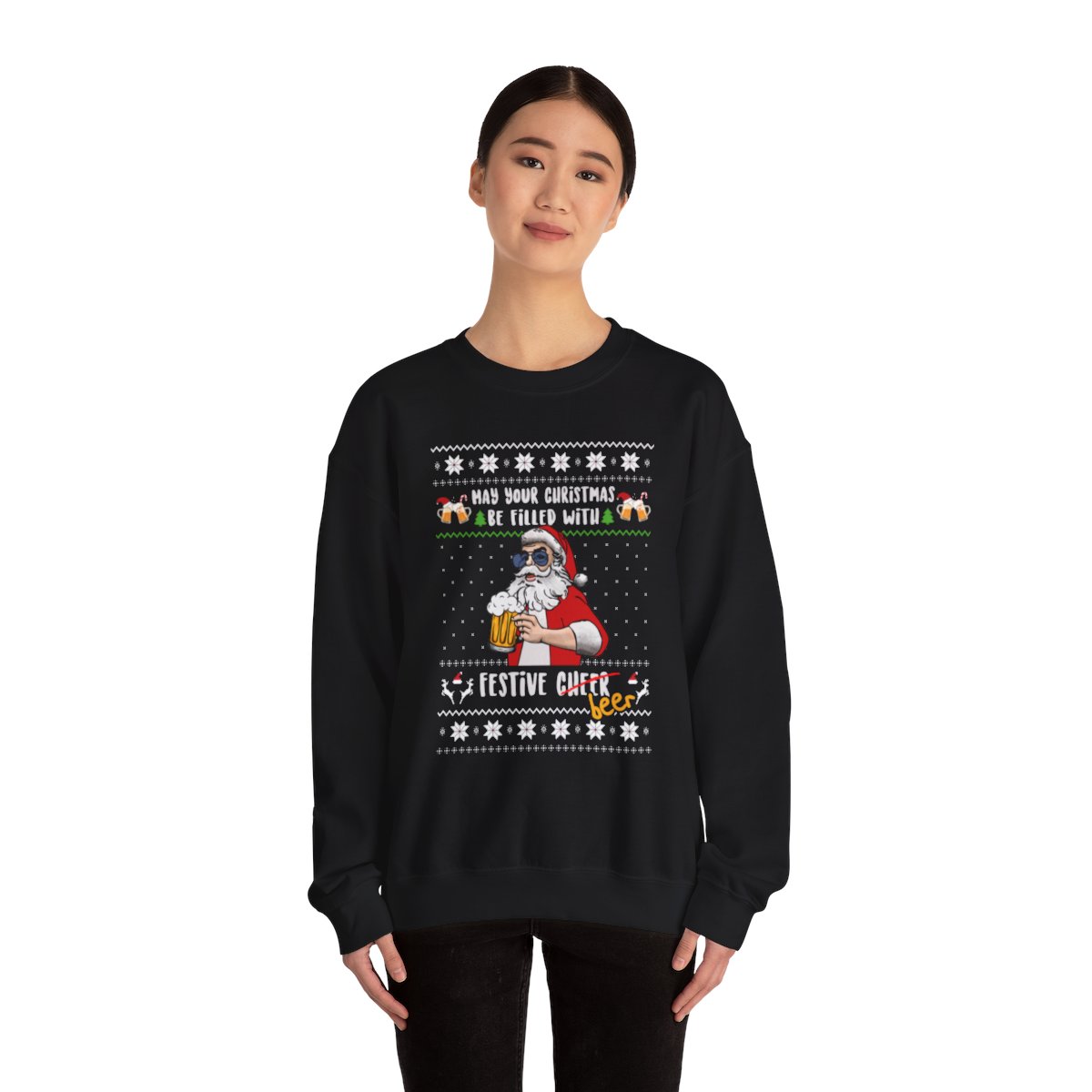 Festive Beer Funny Ugly Christmas Sweatshirt For Unisex 4 Festive Beer Funny Ugly Christmas Sweatshirt For Unisex - Image 4
