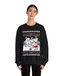 Alternative view of Santa Playing Hockey With Canada Animals Ugly Sweatshirt For Women