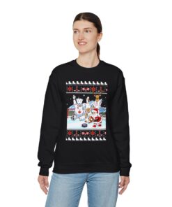 Santa Playing Hockey With Canada Animals Ugly Sweatshirt For Unisex