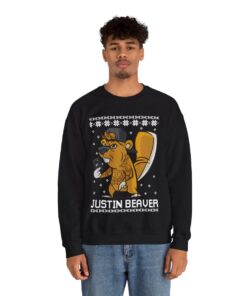 Alternative view of Justin Beaver Funny Ugly Christmas Sweatshirt For Men