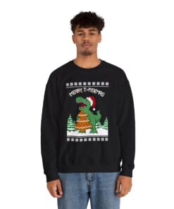 T-Rex Eating Christmas Cookies Christmas Sweatshirt Ugly