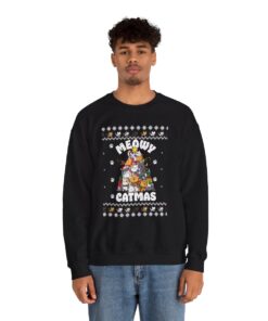 Meowy Catmas Christmas Sweatshirt Ugly For Unisex