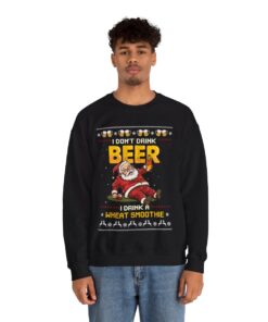 Alternative view of Funny Santa Saying Beer Ugly Christmas Sweatshirt For Men