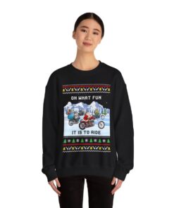 Alternative view of Santa Riding Mootorbike Funny Ugly Christmas Sweatshirt For Women