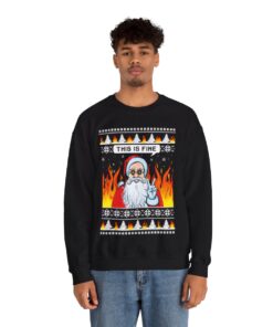 Alternative view of This Is Fine Funny Santa Ugly Christmas Sweatshirt For Men
