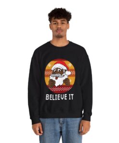 Black Santa Believe It Christmas Sweatshirt For Men