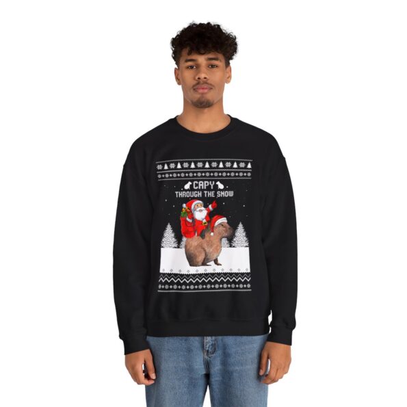 Capybara Capy Through The Snow Christmas Sweatshirt For Men