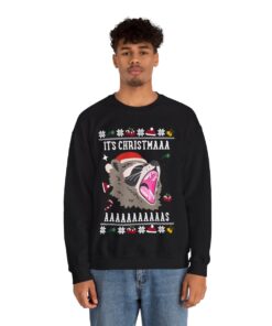 It's Christmas Screaming Raccoon Christmas Sweatshirt For Men