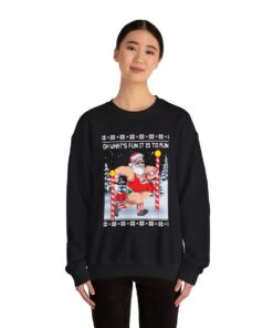 Alternative view of Santa Running Ugly Christmas Sweatshirt For Women
