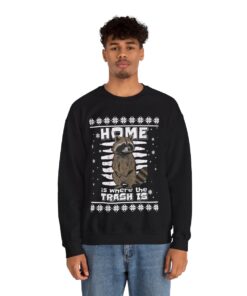 Home Is Where The Trash Is Raccoon Christmas Sweatshirt For Men