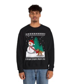 Funny Snowman And Dog Christmas Sweatshirt For Men