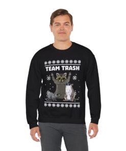 Alternative view of Team Trash Opossum Raccoon Rat Animals Garbage Christmas Sweatshirt For Men