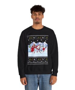 Canadian Hockey Game With Santa Christmas Crewneck Sweatshirt