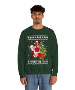 Party By The Tree Naughty Santa Men's Ugly Sweatshirt