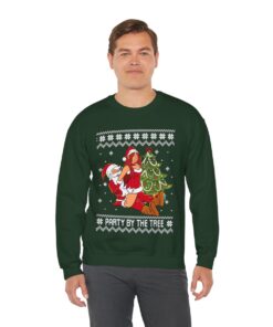 Alternative view of Party By The Tree Naughty Santa Men's Ugly Sweatshirt