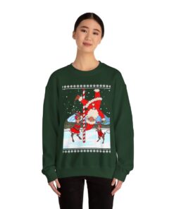 Santa Dancing With Reindeer Women's Funny Ugly Christmas Sweatshirt