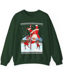 Alternative view of Santa Dancing With Reindeer Women's Funny Ugly Christmas Sweatshirt