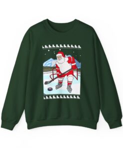Santa Playing Hockey Ugly Christmas Sweatshirt For Unisex