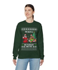 Black Santa Barry Wood Ugly Christmas Sweatshirt Womens