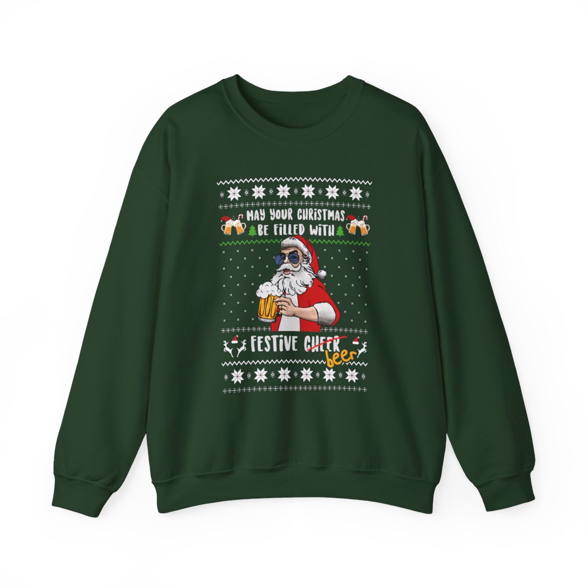 Festive Beer Funny Ugly Christmas Sweatshirt For Unisex 9 Festive Beer Funny Ugly Christmas Sweatshirt For Unisex - Image 9