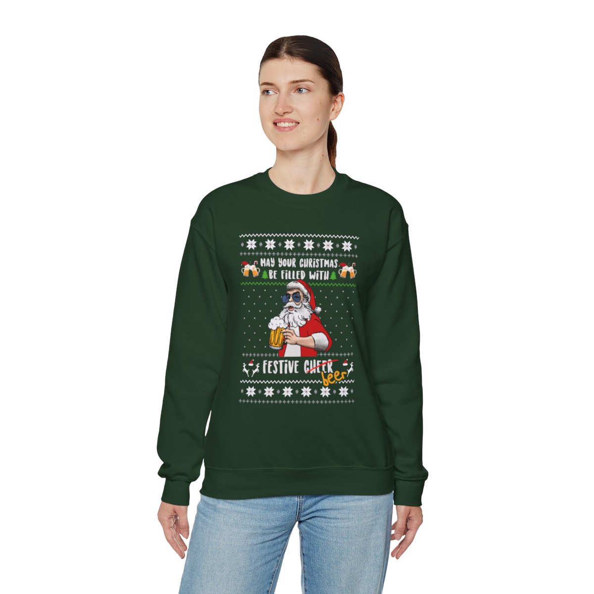 Festive Beer Funny Ugly Christmas Sweatshirt For Unisex 11 Festive Beer Funny Ugly Christmas Sweatshirt For Unisex - Image 11